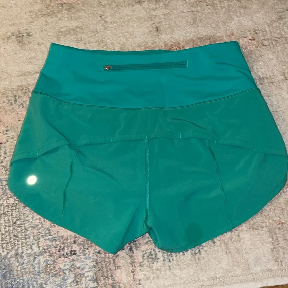lululemon athletica Teal Green Layered Running Shorts - Picture 2 of 4